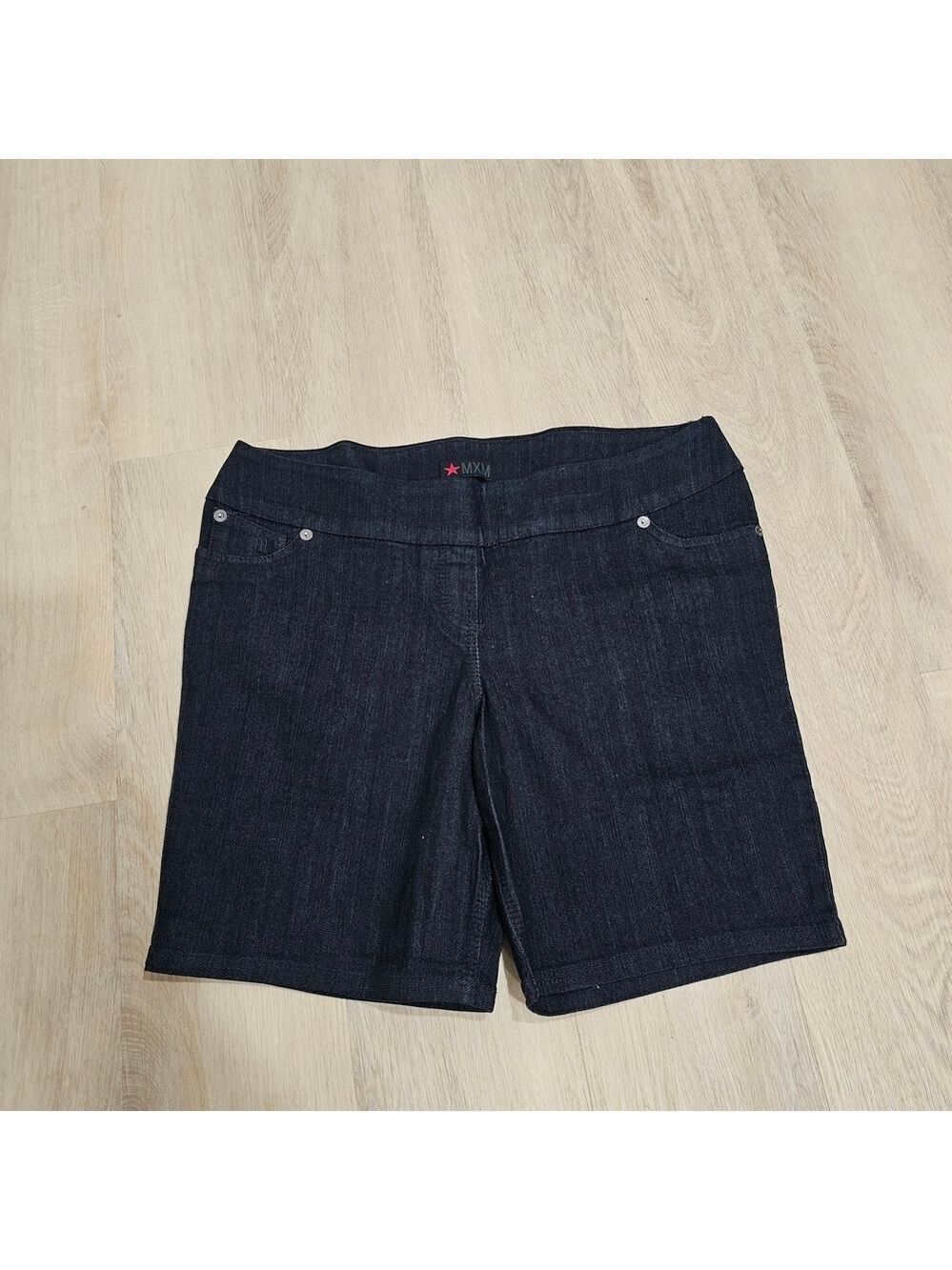 MXM Dark Wash Stretch Denim Bermuda Shorts High Rise  NWOT